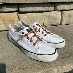 Sperry White Sneakers with Tan Accents